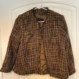 True Meaning fringe tweed jacket